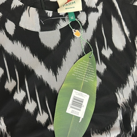 #47 NWT FARM Rio Pineapple Ikat Black Tulle Midi Dress - Picture 6 of 7